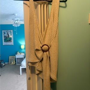 Beige Knit Halter Top with Ring Detail